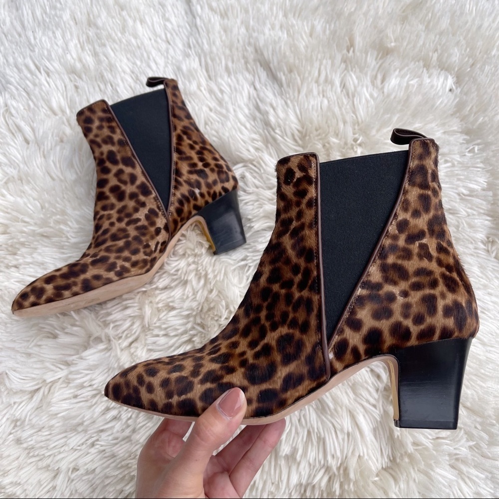 Rupert Sanderson Oscar Leopard Ankle Boots Calf Hair Size 38 - Picture 2 of 15